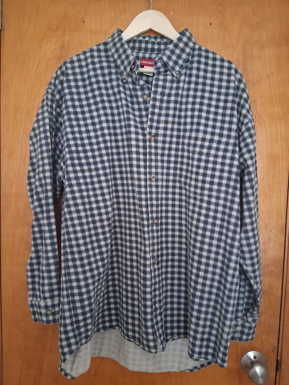 Unionbay Button-Down Blue Check Men’s Shirt Vintage Flannel Y2K Grunge Skater XL